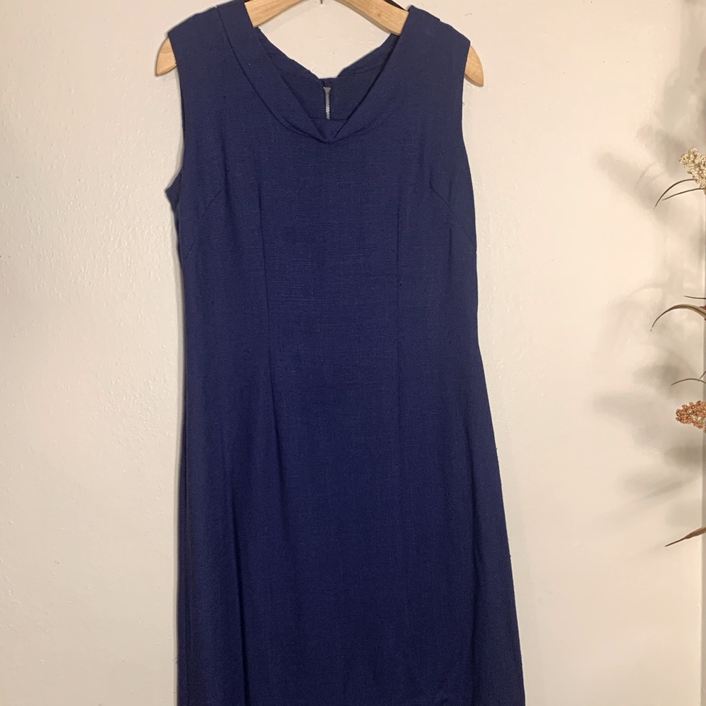 Ladies vintage Barnsville USA sz 17/18 linen dress with back tie